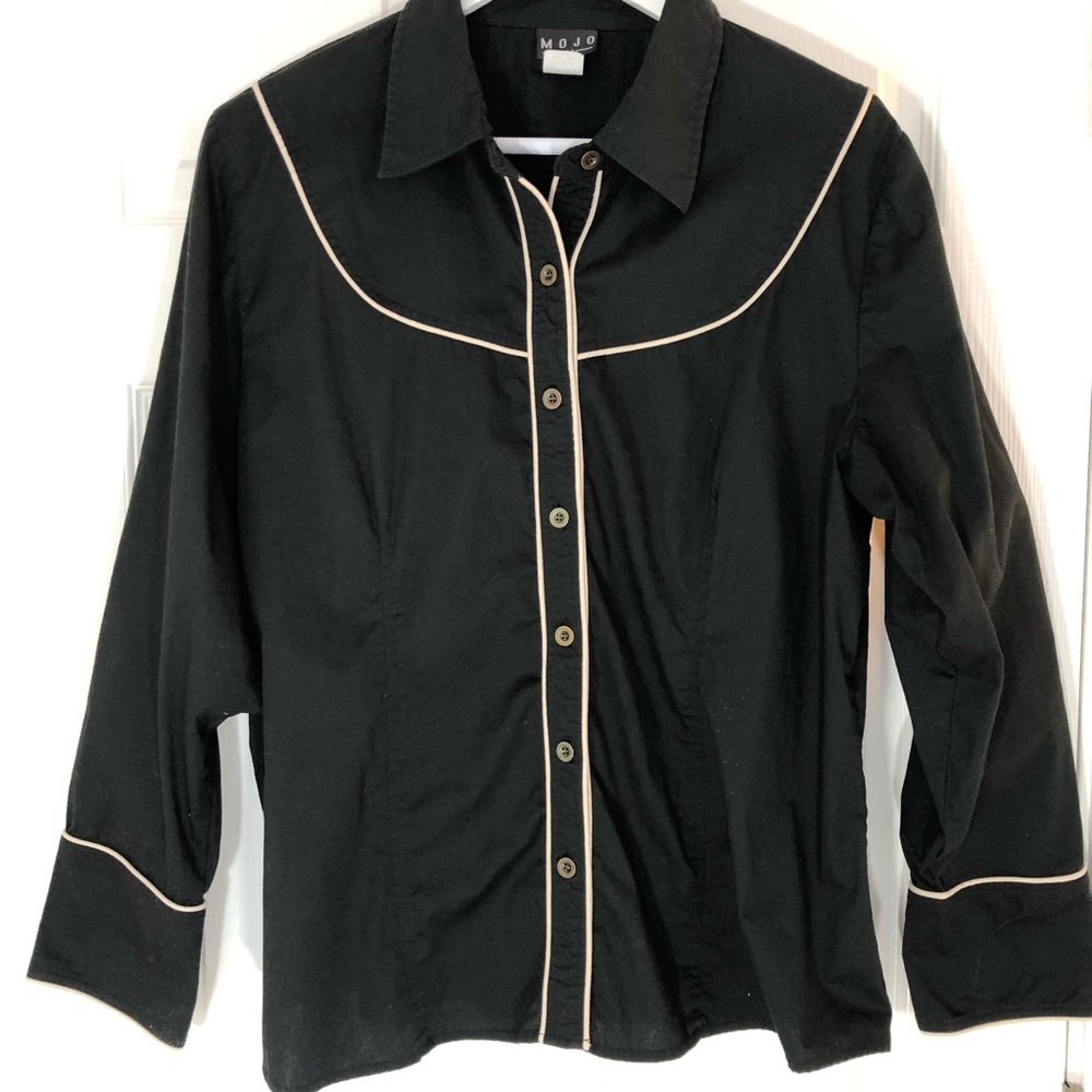 Western Black Shirt With Detailed Piping